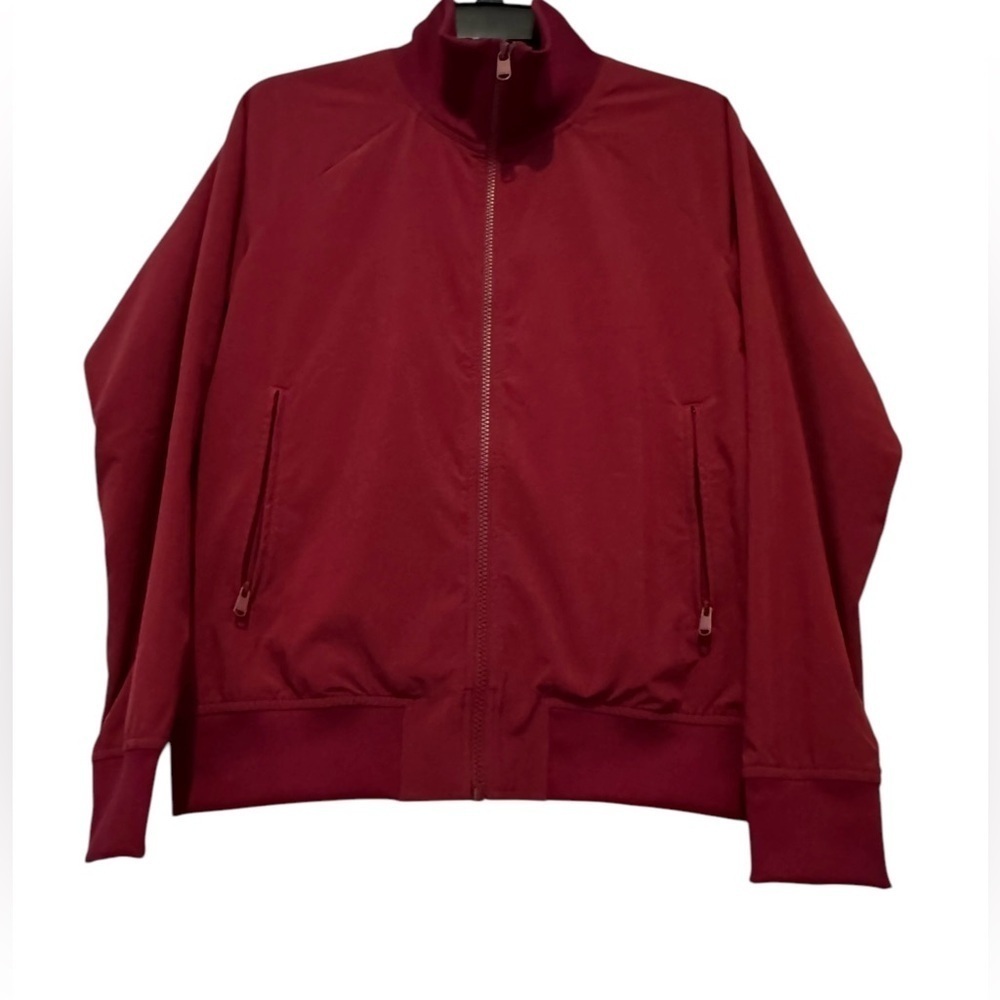 Women’s Athleta Brooklyn Bomber Full Zip Jacket Cranberry Red, Pockets: Small